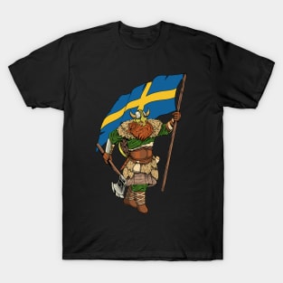 Viking warrior with flag - Sweden T-Shirt